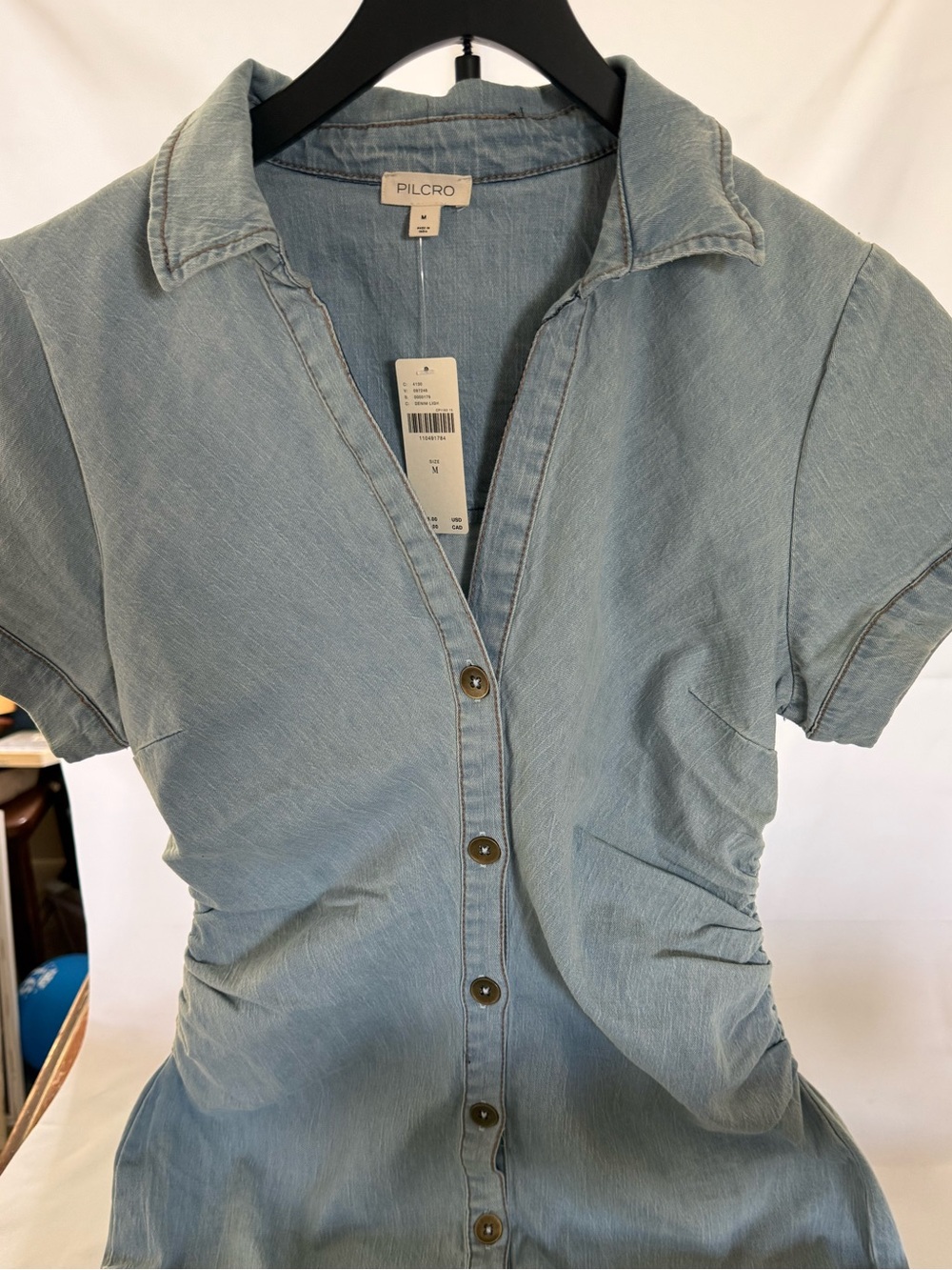 Pilcro Light Blue Button-Front Maxi Dress